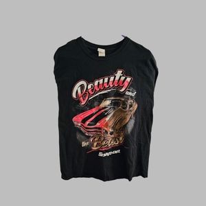 Vintage Snap On Shirt Mens XL Black Racing Tool Beauty And The Beast